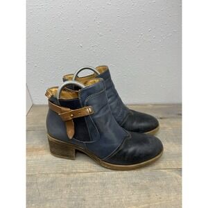 Pikolinos Womens US 9 Blue Leather Ankle Boots EUR 40 Zip Casual Comfort